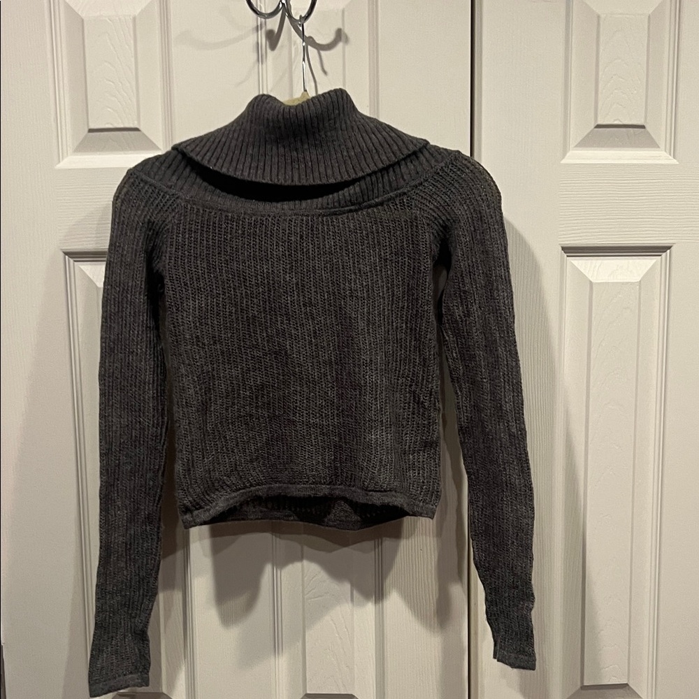 Topshop brand Charcoal Cowl Neck crop Sweater - Picture 7 of 9